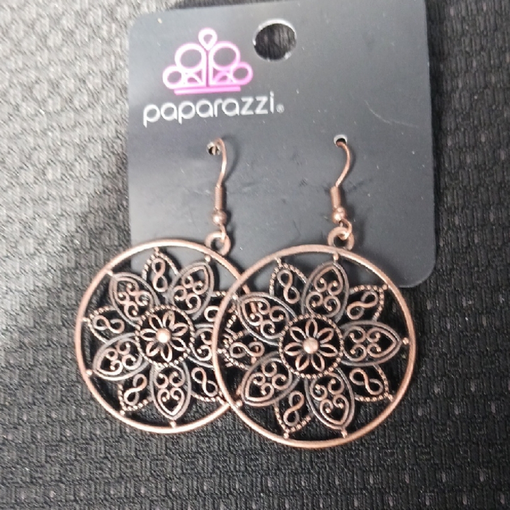 Paparazzi Bronze Floral Earrings